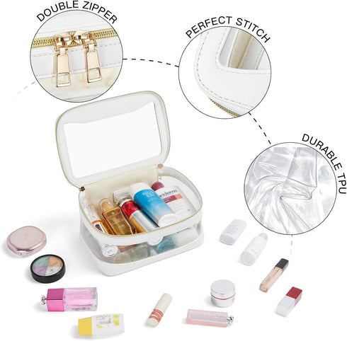 Telena Clear Makeup Bag Travel Toiletry Cosmetic Bag Portable Make Up Organizer for Women Beige...