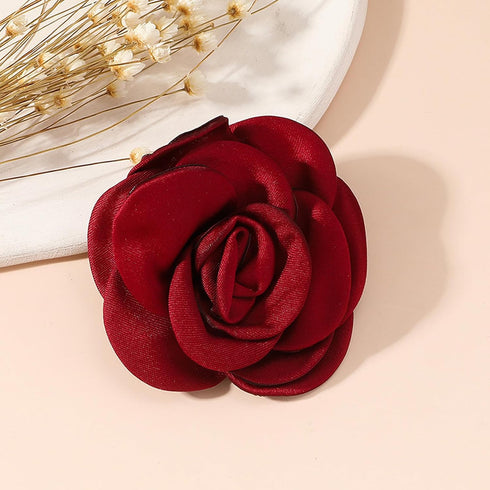 Dainty Satin Fabric Rose Flower Brooches Lapel Pins for Women,Vintage Elegant Silk Camellia Flower Safety Brooch Hair Clip Pins Shawl Clips Clothe...