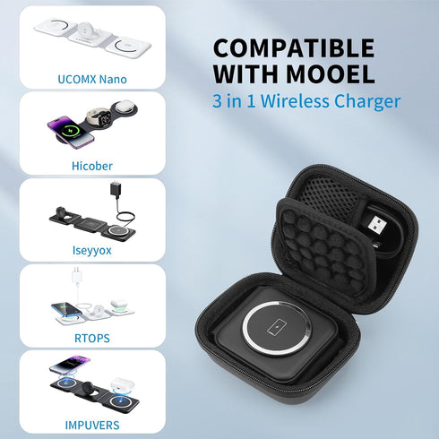 Yinke Travel Wireless Charger Case for UCOMX Nano/Hicober/Iseyyox/RTOPS/IMPUVERS 3 in 1 Wireless Charger, Magnetic Foldable Charging Station Bag, ...