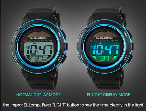 MASTOP Multi Function Solar Power Watch LED Sport Watches Digital Waterproof chronograph Wrist Watch...