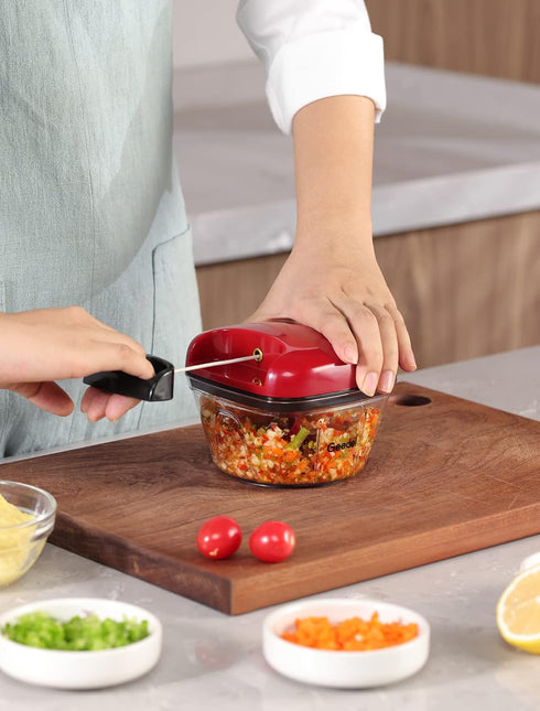 Manual Food Processor Vegetable Chopper, Geedel Pull Chopper with String, Food Chopper Vegetable Cutter for Veggies, Fruits, Salad, Onion, Nuts, H...