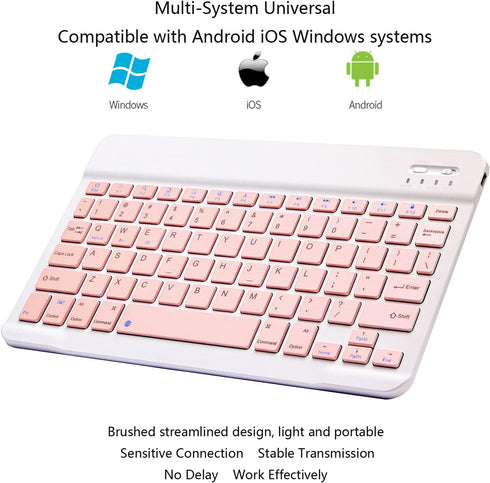 Ultra-Slim Bluetooth Keyboard Portable Mini Wireless Keyboard Rechargeable for Apple iPad iPhone Samsung Tablet Phone Smartphone iOS Android Windo...