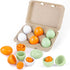 SallyFashion 6PCS Wooden Egg Toys, Easter Egg Toys Wooden Play Food Pretend Play Food Sets for Kids Early Development Learning Birthday Gifts...