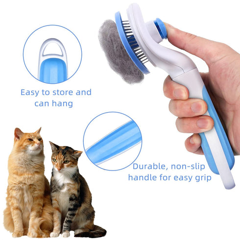 Cat brush,Self Cleaning Slicker Brush,Cat Grooming,Pet Massaging Tool Suitable for Pets with Long or Short Hair,Dog Grooming Brush Tool Gently Rem...