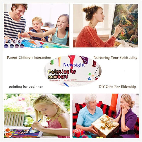 Newsight Paint by Numbers for Adults & Kids & Beginners DIY Acrylic Painting Gift Kits Drawing Paintwork with Paintbrushes(16 * 20 inch Street Und...