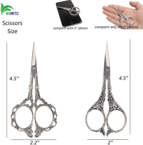 BIHRTC Plum Blossom Scissors - 4.5 Inch Small Sewing Scissors, European Style, Stainless Steel, Ideal for Cross Stitch, Embroidery & Crafting...