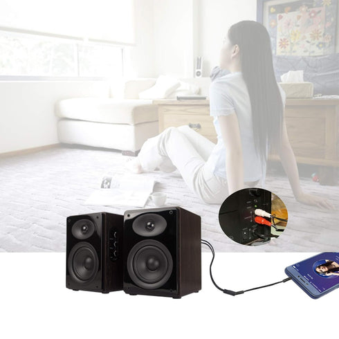 CERRXIAN 0.2m Gold 3.5mm Female Stereo Jack to 2 RCA Plug AUX Auxiliary Headphone Adapter Audio Y Cable(Black)(2-Pack)...