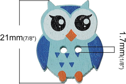 50pc Wooden Buttons 2 Holes Halloween Owl Wooden Sewing Buttons for Scrapbooking and Crafting Decorations 21mm x17mm...