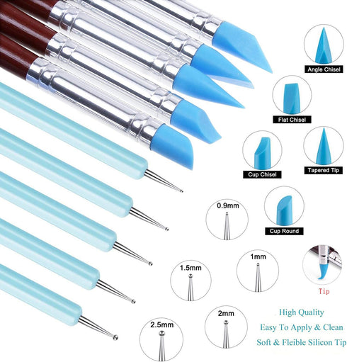 Yagugu Silicone Clay Sculpting Tool - 10Pcs Modeling Dotting Tool for Pottery Craft, Rock, Nail, Blending, Drawing...