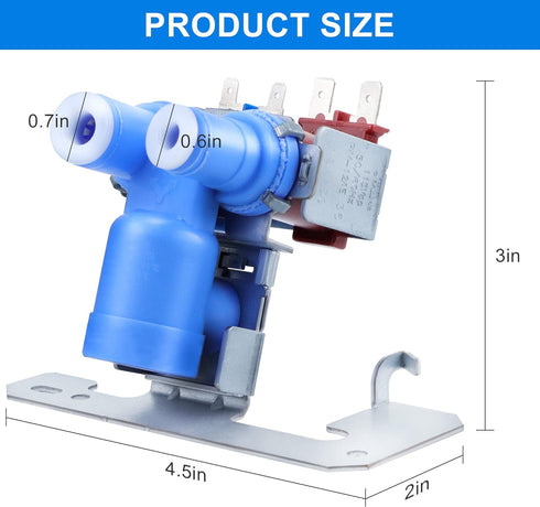 WR57X10032 Refrigerator Water Inlet Valve Dual solenoid by Romalon Fit for G.E Hot-point Refrigerator Replace WR57X10051 AP3672839 PS901314 AH304374 AP3192626