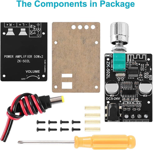 ZK?502L Bluetooth Power Amplifier Board 5.0 Stereo Audio Receiver Dual Channels Digital Audio Amplifier Module for DIY Speakers 5-24V...