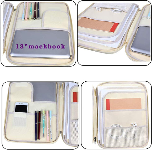 Travel Portfolio Organizer Waterproof A4 Document Bag Multifunctional Travel Note Pouch Zippered Case for Notebook, Ipad, Journals, Sketch Books (...