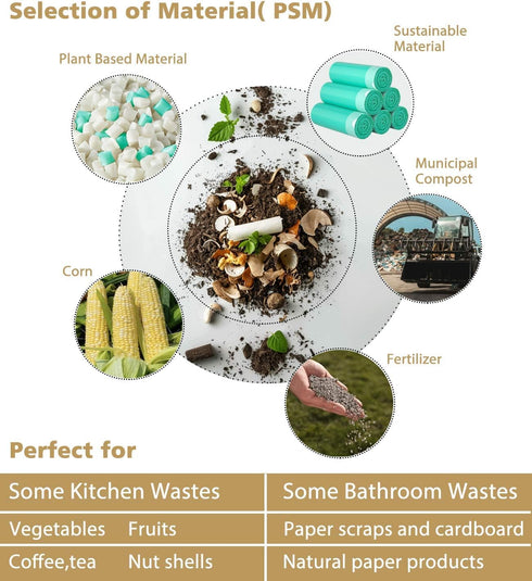 AYOTEE Compostable Small Trash Bags 4 Gallon Trash Bags Drawstring, Small Compost Bags 4 Gallon Garbage Bags 40 Counts,Unscented Biodegradable Tra...