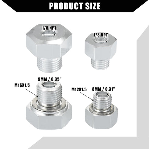 Oil Pressure Coolant Adapter Fitting Sensor Adapter for LS Series Engine/Front/Oil Pressure Sensor Adapter/Durable / 1 Set/Silver Tone...