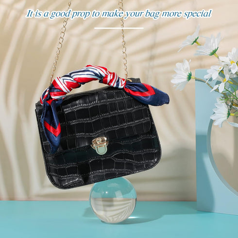 12 Pack Nautical Square Scarf Red White and Blue Scarf Imitated Silk Sailor Neck Scarf for Women Ladies Stewardess, Elegant Style...