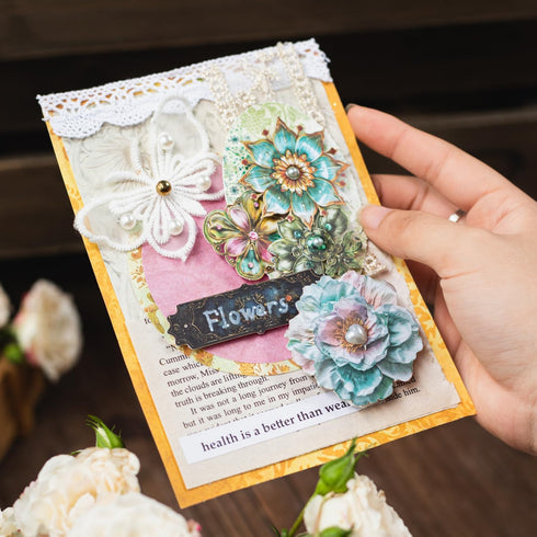 MiyouLuna120Pcs Flower Scrapbook Stickers, HardCard Stickers for Scrapbooking, DIY Crafts, Journaling Supplies & Junk Journal Ephemera, with Stick...