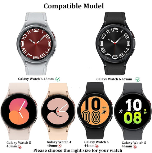 [6+6Pack for Samsung Galaxy Watch 6 Classic Screen Protector Case 47mm, Anti-Fog Tempered Glass and Waterproof Hard PC Protective Bumper Cover Com...