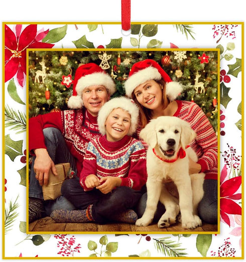 WaaHome Picture Frame Christmas Ornaments 2025-3'' Floral Photo Frame Christmas Tree Ornaments Decorations Gifts for Family Friends Women Mom...