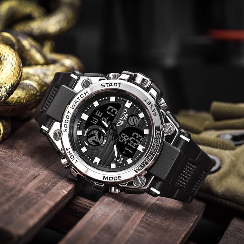 Yihou Men's Military Watch Outdoor Sports Electronic Watch Tactical Army Wristwatch LED Stopwatch Waterproof Digital Analog Watches...