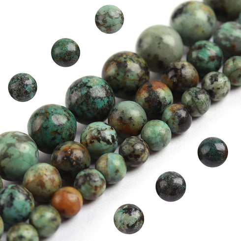 Natural Stone Beads 8mm African Turquoise Polished Round Smooth Gemstone Beads for Jewelry Making Adults 15 Inch(African Turquoise,8mm)...