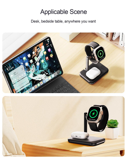 2 in 1 Charger Stand for Apple Watch and AirPods, Foldable Watch Charging Dock Compatible with Apple Watch Series Ultra/9/8/7/6/Se/5/4/3 & Airpods...