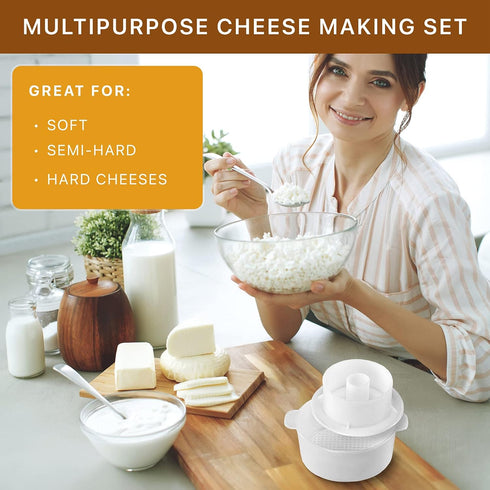 Gouda Hard Cheese making Mold Large For Press Cow Goat Milk Cheesemaking Cow Goat Milk Cheese making kits and supplies Cheesecloth Cheese kitchen ...