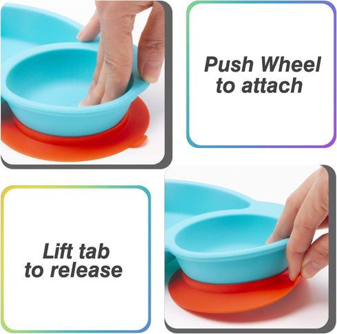 Toddler Plates, Portable Baby Plates for Toddlers, BPA-Free Strong Suction Plates for Toddlers, Dishwasher and Microwave Safe Silicone Placemat 10...