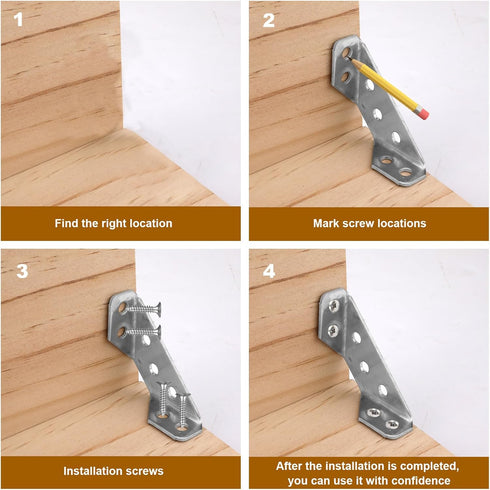 20pcs Corner Bracket, Stainless Steel Furniture Corner Connectors with 120 Iron Screws Furniture Triangle Support Frame Corner Fastener Brace Angl...