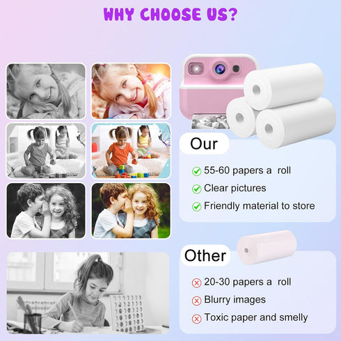 Printer Paper for Kids Instant Print Camera - Thermal Printing Paper Set Refill Replace Printer Paper - Printing Paper Replacement 6 Rolls for TOZ...
