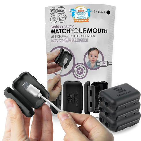 Geddy´s Mom Watch Your Mouth - The Award Winning Child Safety USDB Port Plug Cover| BPA & Phthalate-Free Charger Protector | Electrical Safety Bab...