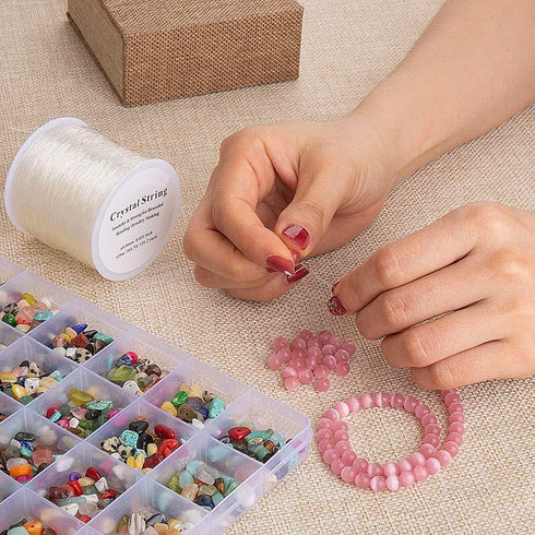 A Roll of 100m Elastic Cord High Stretchy Crystal Beading Thread 0.8mm Crystal Beading Thread for Jewelry Making Supply DIY Necklace Bracelet...