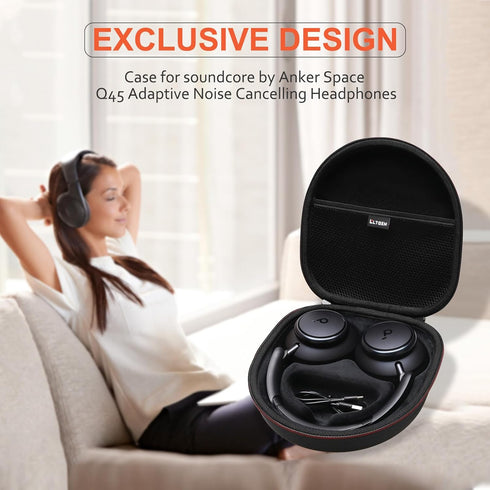 LTGEM Hard Case for Anker Soundcore Space Q45 / Q35 Adaptive Noise Cancelling Headphones - Protective Carrying Storage Bag (Black)...