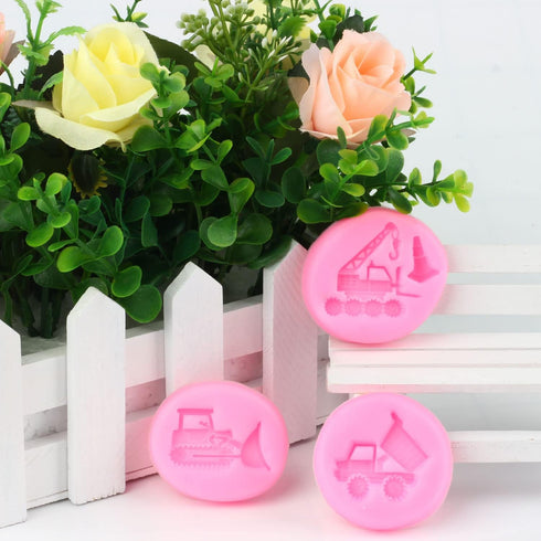 Mujiang Small Size Bulldozer Fondant Molds Crane Construction Truck Silicone Mold For Chocolate Cake Decorating Set of 3...