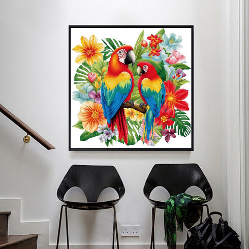 51buyoutgo Parrot 11ct Cross Stitch Kits, 11 CT Easy Funny Pre Printed Counted Stamped Cross Stitch Embroidery Needlepoint Needlework Patterns Kit...