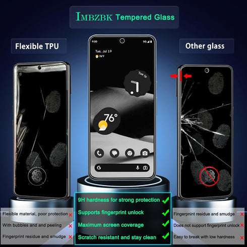 IMBZBK 4 Pack Screen Protector for Google Pixel 8 Pro Tempered Glass with 4 Pack Camera Lens Protector, Accessories 9H Anti Scratch for Pixel 8 Pr...