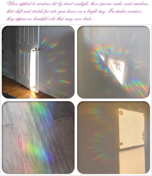 CRMADA 16 Pieces Circle Window Clings - Anti-Collision Window Decals to Save Birds from Window Collisions,Non Adhesive Prismatic Vinyl Window Clin...