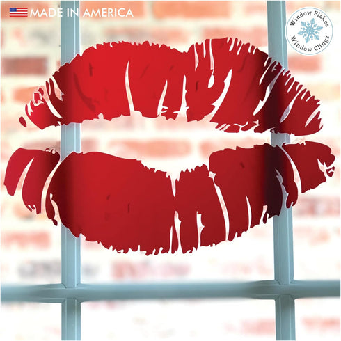 Valentines Day Decorations. Home Decor Valentine Lipstick Lips Kiss Window Sticker. Small Reusable Double Sided Window Cling Decal. Valentine's De...