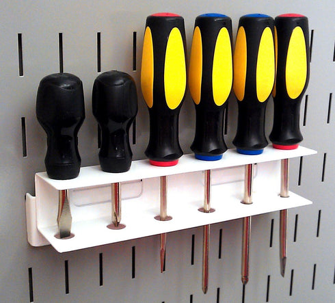 Wall Control Pegboard Screwdriver Holder Bracket Slotted Metal Pegboard Accessory Pegboard and Slotted Tool Board – White...