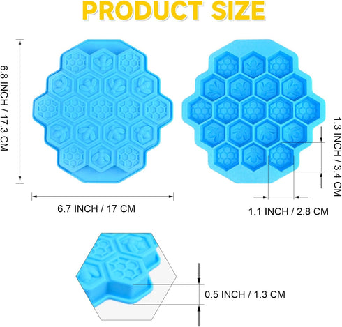 3Pcs Honeycomb Bees Silicone Molds, XJMWXHFC 19 Cavities Chocolate Molds, Food Grade Silicone Baking Molds, Non-Stick Cake Mold for Chocolate, Can...