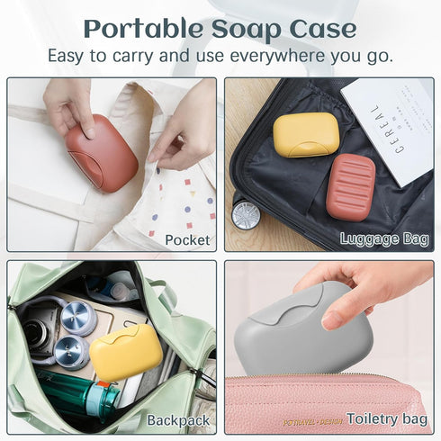 4 Pcs Travel Soap Box Holder, Portable Leak Proof Soap Dishes Container with Lid, Waterproof Plastic Soap Case Tray for Home Kitchen Bathroom Hiki...