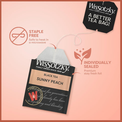 Wissotzky Sunny Peach Black Tea, 20 Tea Bags | Antioxidant Rich | Fruity Delight | Black Tea Bags...