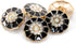 20 pcs Flower Shape Black Enamel Petals with Rhinestones Metal Sewing Coats Shank Buttons -25mm -1"...