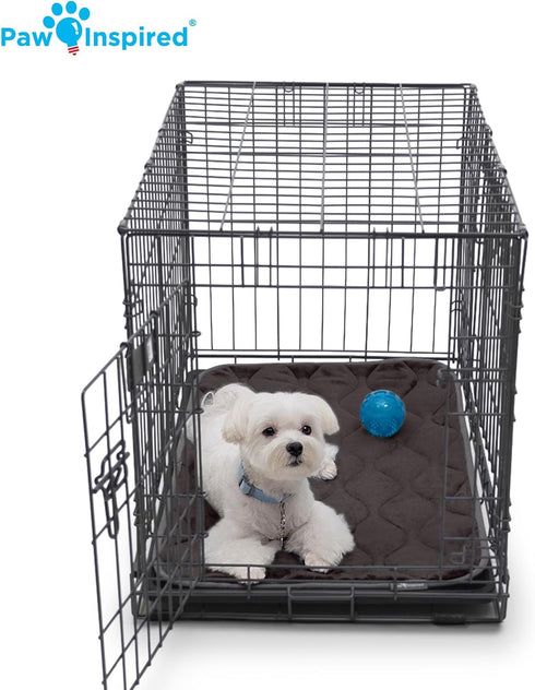 Paw Inspired Washable Padded Crate Mats for Dogs | 29” x 18” Pad, Fits 30-inch Kennels | Leakproof, Waterproof Bottom, Plush Pet Beds (Gray)...