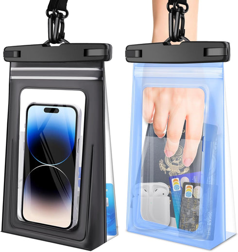 Waterproof Phone Pouch and Bag, 2024 Cruise Ship Essentials, Boat Kayak Accessories 2 Pack 9" Water Proof Case Floating for iPhone 15 14 13 12 11 ...