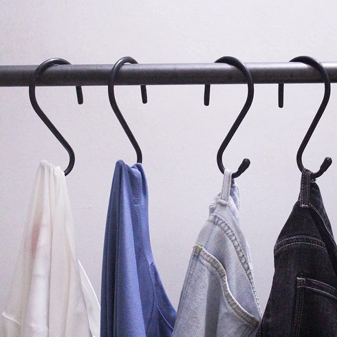 4 Pack Large S Hooks for Hanging Heavy Duty, 6 inch Non Slip Vinyl Coated Metal Closet S Hooks for Hanging Kitchen Utensil Pot Pan Cups Clothes Je...