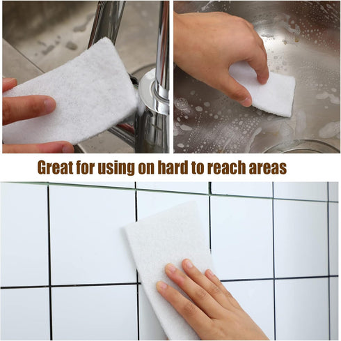 20 Pieces White Scrubbing Pad Non Woven Pads Scouring Pad Non Scratch Multipurpose Scouring Sponge Abrasive Hand Pad Multi Surface Scrubber Pads f...