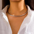 Women's Stainless Steel Pearl Cuff Collar Necklace (Silver Open)...