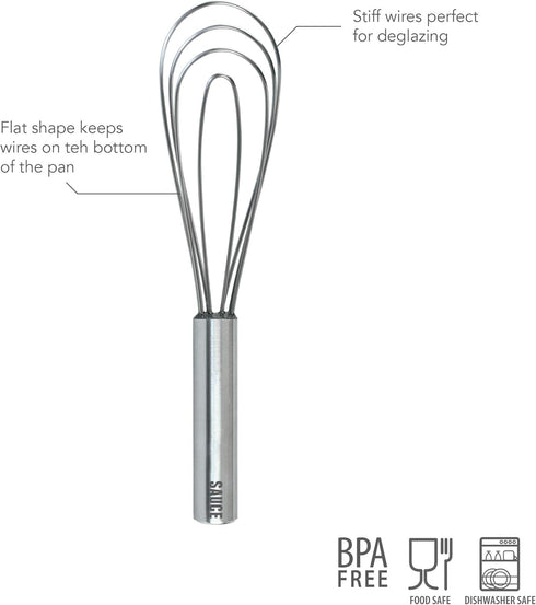 Stainless Steel Sauce Whisk, 10" - Kitchen Classic Sauce Whisks for Cooking, Blending, Mixing, Stirring, Whipping & Beating - Whisking Tool as Mix...