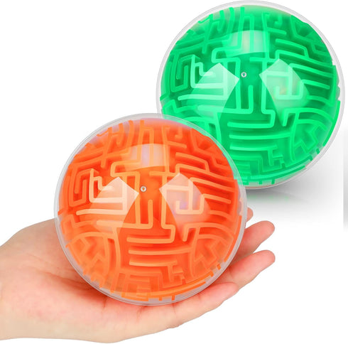 2 Pieces Maze Ball 3D Maze Puzzle Brain Teasers Games Gravity 3D Maze Ball 4 Inches Puzzle Toy Maze Puzzle Cube Ball Sphere Educational Toys for S...