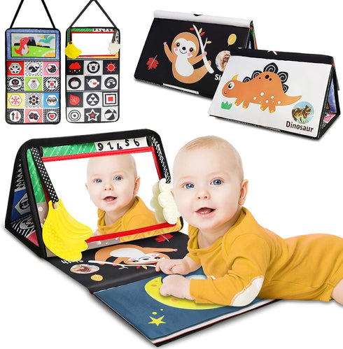 Baby Mirror Toys for Tummy Time, Newborn Infant 0 3 4 6 12 Months Old Boy, Girl Gift. Brain Developmental Montessori Sensory High Contrast Crinkle...